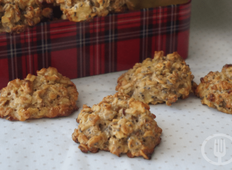 Oatmeal cookies with apple and seeds, delicious and homemade.